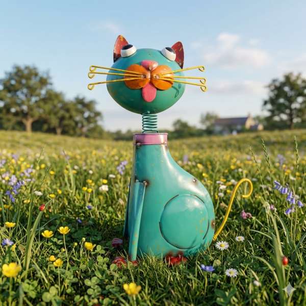 Wunderschöne Katze in türkis - Höhe ca. 32,5 cm